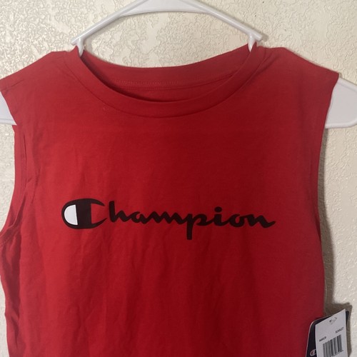NWT Champion Boy's Youth Red Tank Top Classic Black Script Large 14/16 - Picture 5 of 9