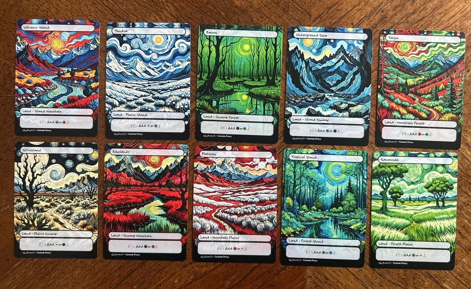 Original Dual Land Set - Altered Art Custom MTG - Van Gogh Style - All 10! - Image 2 of 4