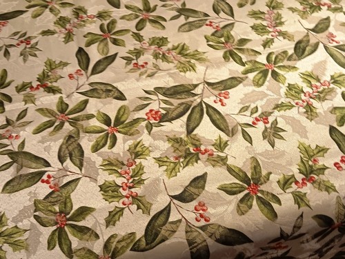 Mantel Topper BLANCO Moray Algodón Poli HOLLY-VINES-BERRYS 51"sq Navidad - Imagen 2 de 10