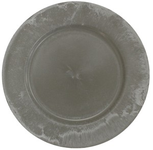 Set of 4 Light Grey Slate Effect Grey Round Charger Plates ...