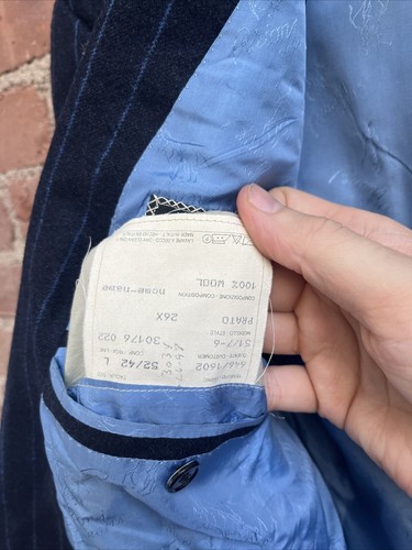 Vintage Brioni Prato Mens Jacket, Sz 52, Blue/Blue Pinstripe 100% Wool Italy - Picture 15 of 15