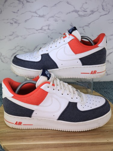 Scarpe Nike Air Force 1 '07 LX bianco rosso denim jeans blu DJ5174-100 uomo US taglia 11! - Foto 7 di 23