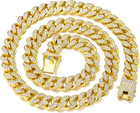 18K Gold Silver Diamond Cut Stainles Mens Cuban Link Chain Miami Cuban Necklace