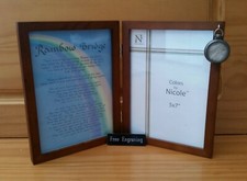 FREE ENGRAVING PERSONALIZED Pet Memorial 5x7 Double Frame Pet Hair Locket