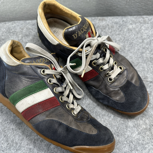 D'ACQUASPARTA Scarpe Uomo 42 Blu Italiano Pelle Scamosciata Sneakers Limited - Foto 3 di 15