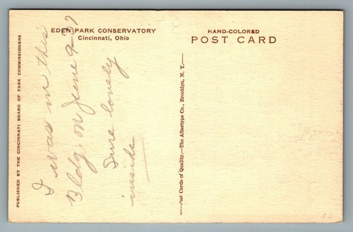 Postkarte Eden Park Conservatory, Cincinnati, Ohio OH Albertype handkoloriert - Bild 2 von 2