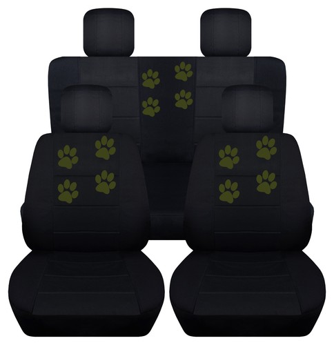 Fundas de asiento delanteras + traseras negras estampadas en las patas para WRANGLER JL 2018 2/4 puertas presente - Imagen 9 de 22