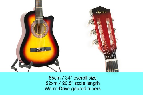 New Karrera Childrens Acoustic Cutaway Wooden Guitar Ideal Kids Gift 1/2 Size - Picture 3 of 16
