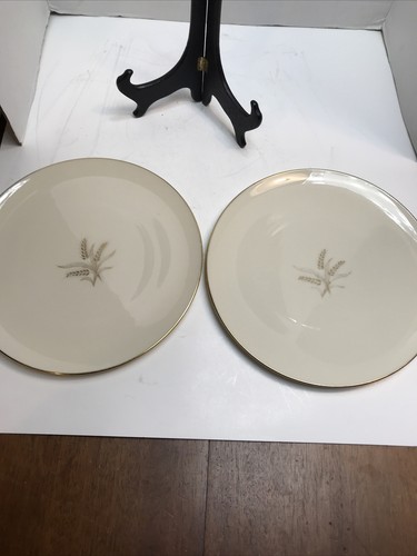 Vintage Lenox Wheat Dinner Plates Gold Trim 10 3/8 Inch Set of 2 - Picture 10 of 12