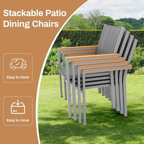 Aluminum Gartenstuhl Set 2/4/6er Stuhlset Balkonstühle Garten Sessel Stapelbarer - Afbeelding 6 van 24