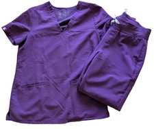 FIGS Scrub Set Dark Purple Technical Collection SMALL V-neck Top  Jogger Pants