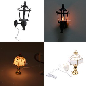 2pcs 1:12 Scale Dollhouse Miniature Vintage Living Room Garden Park Lamps