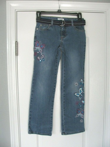 Circo Bootcut Adjustable Waist Embellished Stretch Denim Jeans Size 8 w/Belt - Picture 1 of 9