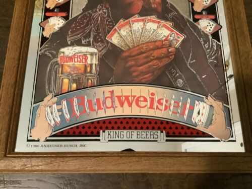 1980 Budweiser Know What You’re Holdin specchio poker 19" x 13" Anheuser Busch Inc - Foto 3 di 8