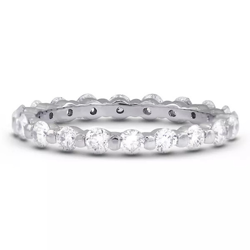 Eternity Ehering klassisch massiv 14K Gold 1,37 ct rund natürlicher Diamant F VS2 - Bild 6 von 14