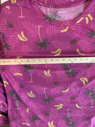 Conjunto de pijama Joyspun XL mezcla de polietileno tejido púrpura plátanos palmeras mono manga corta - Imagen 7 de 11