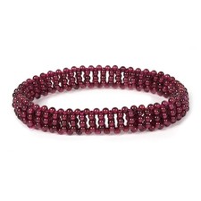 Red Garnet 3 Rows Stretch Bracelet Multilayered Beaded Bracelets Birthstone Heal