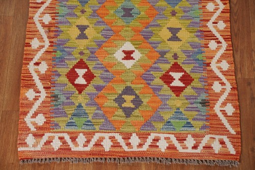Geometric Wool Kilim Accent Rug Pastel Color Flat weave Reversible Carpet 3x4 - Bild 4 von 10