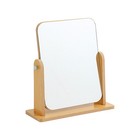 Adjustable Angle Wooden Tabletop Mirror Rotating Stand Cosmetic Makeup Mirror