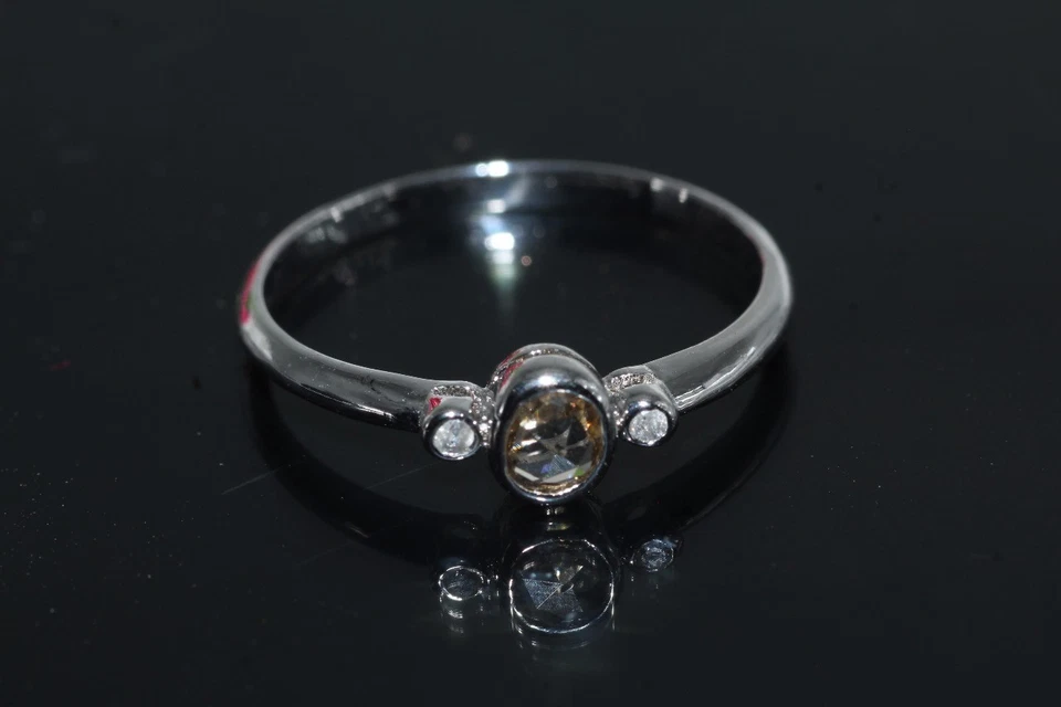 Natural Oval Shape Rose Cut Diamond Ring 925 Silver Dainty Promise Ring - Image 4 of 4