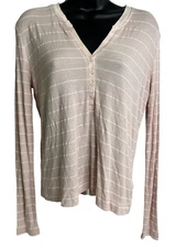 Splendid Collection Shirt Womens Small Pink White Striped Button Long Sleeve Top