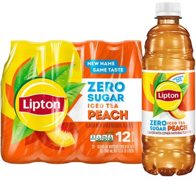 Lipton Zero Sugar Peach Iced Tea, (16.9 fl oz 12 pack Bottles )@@