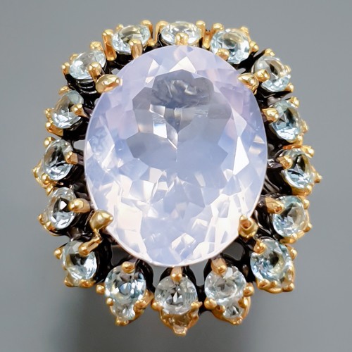Uniqe ring 23ct Natural Lavender Quartz Ring 925 Sterling Silver Size 8 /R429612