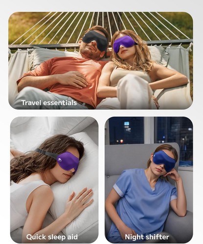 Sleep Eye Mask for Side Sleeper Men Women 3 Pack: 100% Blackout 3D Sleeping Mask - Picture 6 of 9