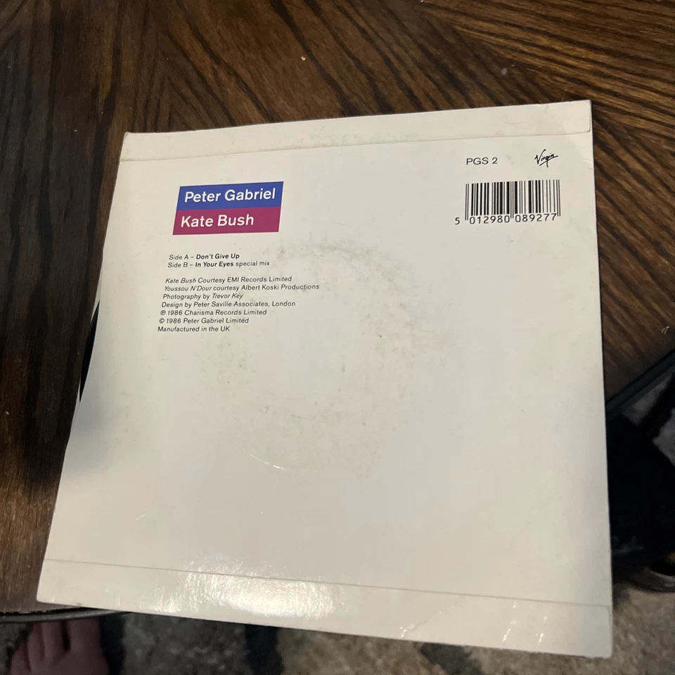 Peter Gabriel, Kate Bush ‎– Don't Give Up Virgin PGS 2 UK Vinyl 7” Pic. Sleeve - Image 2 of 4