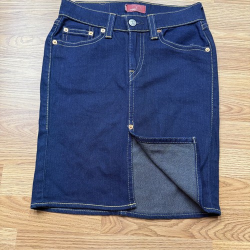 Levis Type 1 Dura Skirt Womens XS Blue Denim Stretch Jean Pencil Classic - Picture 2 of 8