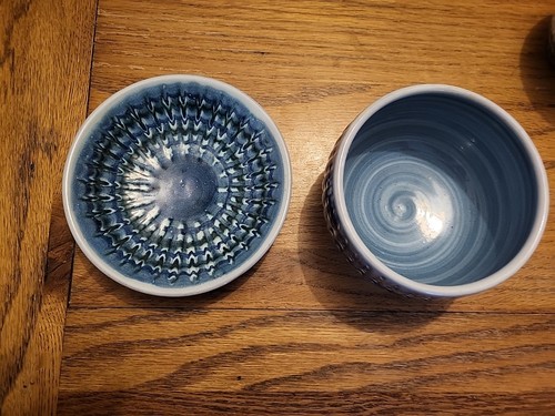 Plato vaso Dennis Lucas Hastings cerámica vintage trío azul - Imagen 3 de 9