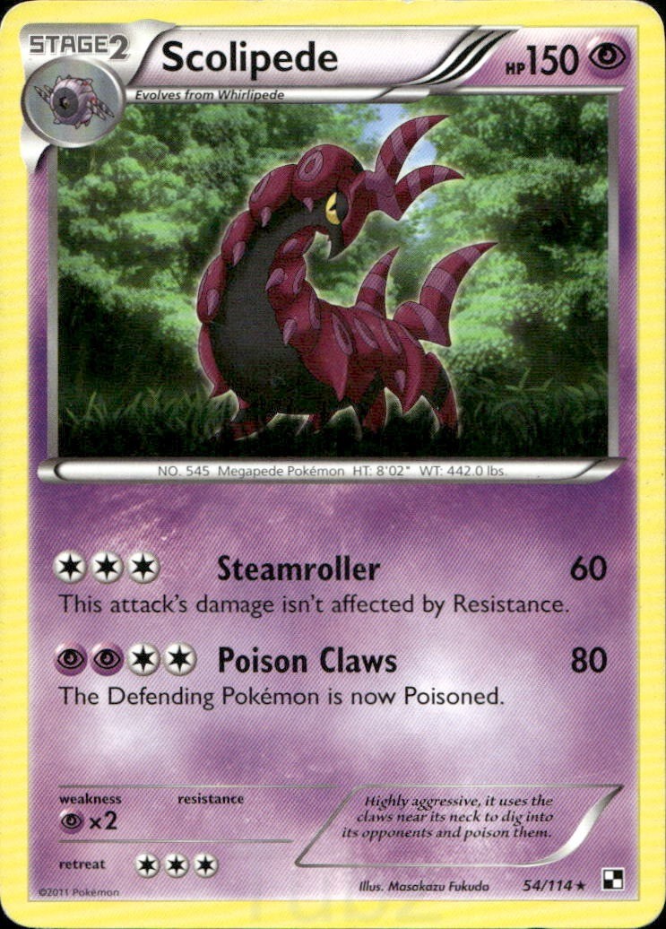 Scolipede 54/114 Rare Black & White Pokemon Moderately Played