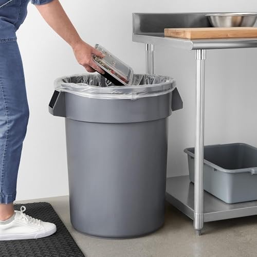 32-Gallon Heavy Duty Round Trash Can - Grey (Pack of 2) - Picture 6 of 8