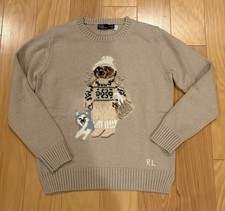 NEW Polo Ralph Lauren Women's Bear Crewneck Sweater Cotton Size M