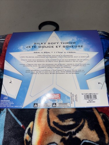 Marvel Captain America Our Captain Silky Soft Touch Throw Blanket New 46" x 60" - Picture 4 of 4