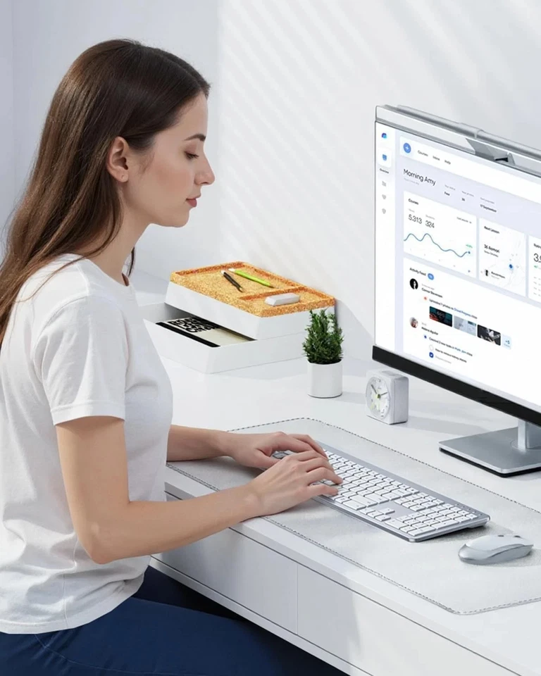 Seenda SK38-3 Rechargeable Wireless Keyboard & Mouse, Ultra Slim Quiet, Silver - Image 2 of 4