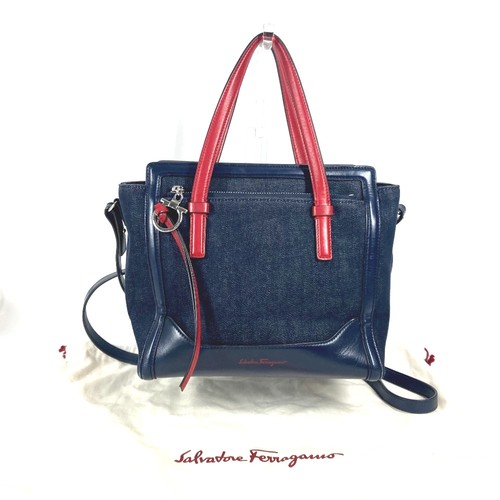 Salvatore Ferragamo logo 2WAY Bag Shoulder Bag Crossbody Handbag Tote Bag - Picture 11 of 16