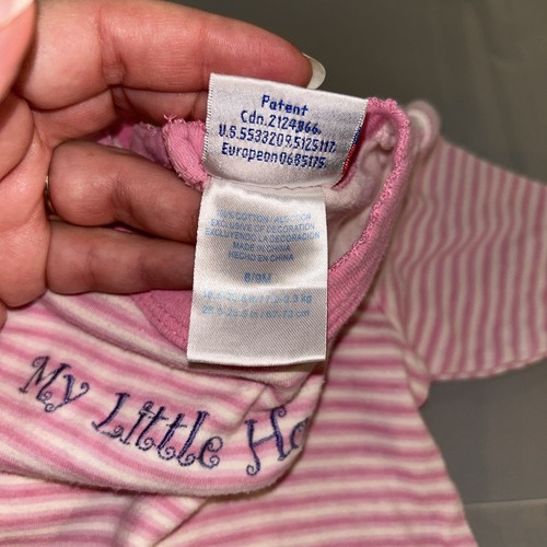 Vintage 90s 2000s Snugabye Basic Size 6-9 Months Pink Striped Sleeper PJs Snaps - Picture 6 of 9