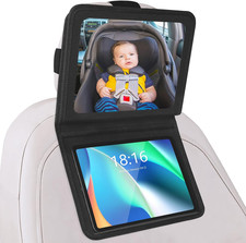 Baby Car Mirror with Adjustable Tablet Holder, Road Trip Essentials for Kids, Ba
