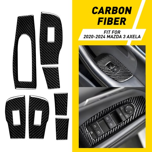 Carbon Fiber Window Lift Panel Sticker Decor Replace For Mazda 3 Axela 2020-2024 - Foto 12 di 13