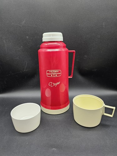 Thermoskanne Vogue 1,0L rot & weiß Vintage Made in England ideal 4 Picknick, Camper