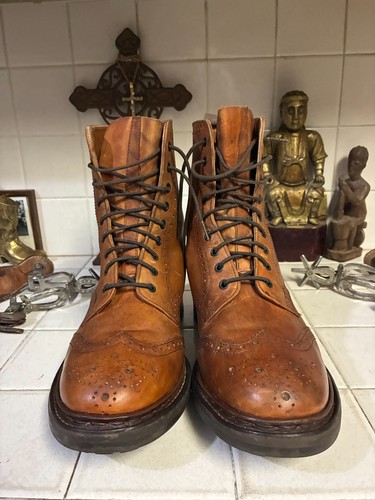 Polo Ralph Lauren Wing Tip Bench Made in England Boots 10.5 D Crockett Jones - Picture 3 of 14