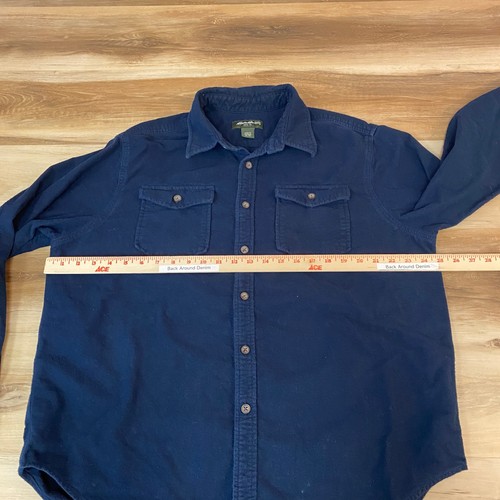 Eddie Bauer Chamois Flannel Shirt Mens XL Navy Blue Cotton - Picture 7 of 10