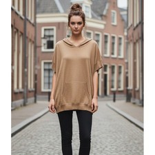 NEW Loft M L Sweater Tan Beige Hoodie Poncho Boho Womens Earthy Athleisure Comfy
