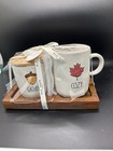 Rae Dunn Creamer/ Sugar On Wood Tray. Gather, Cozy New