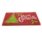 Coir Doormat Christmas Tree 60x40cm Non Slip Rubber Back Festive Entrance Mat