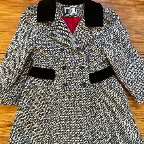 Young Gallery black white collar double breasted kids wool pea coat SIZE 5 - Picture 4 of 5
