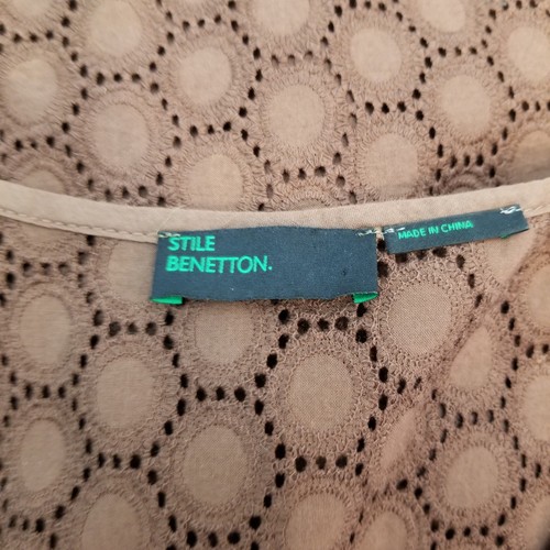 Benetton Women's Brown Sleeveless Eyelet Wrap Dress Size S Small  - Picture 6 of 9