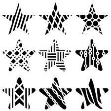 Really Great Stencils, Patterned Stars Stencil, 6x6", Patriotic, Texture, Star