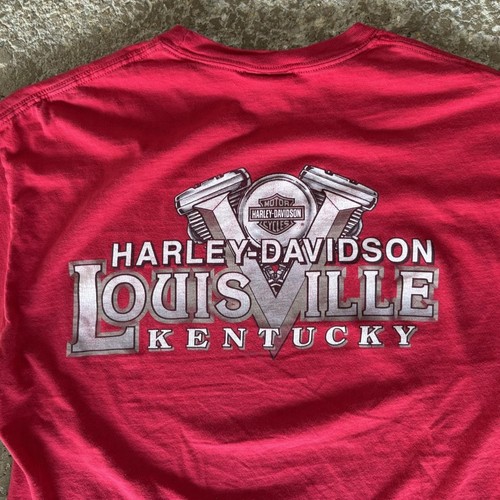Vintage Harley Davidson T-Shirt Rot Medium USA Biker Engine Louisville Kentucky - Bild 3 von 9